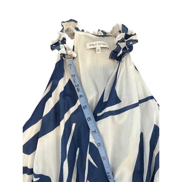 Willa Story Blue White Flowy Whimsical Tiered Broomstick Maxi Dress Size XS - Picture 10 of 11